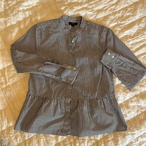 J Crew stretch striped peplum button up shirt size 4